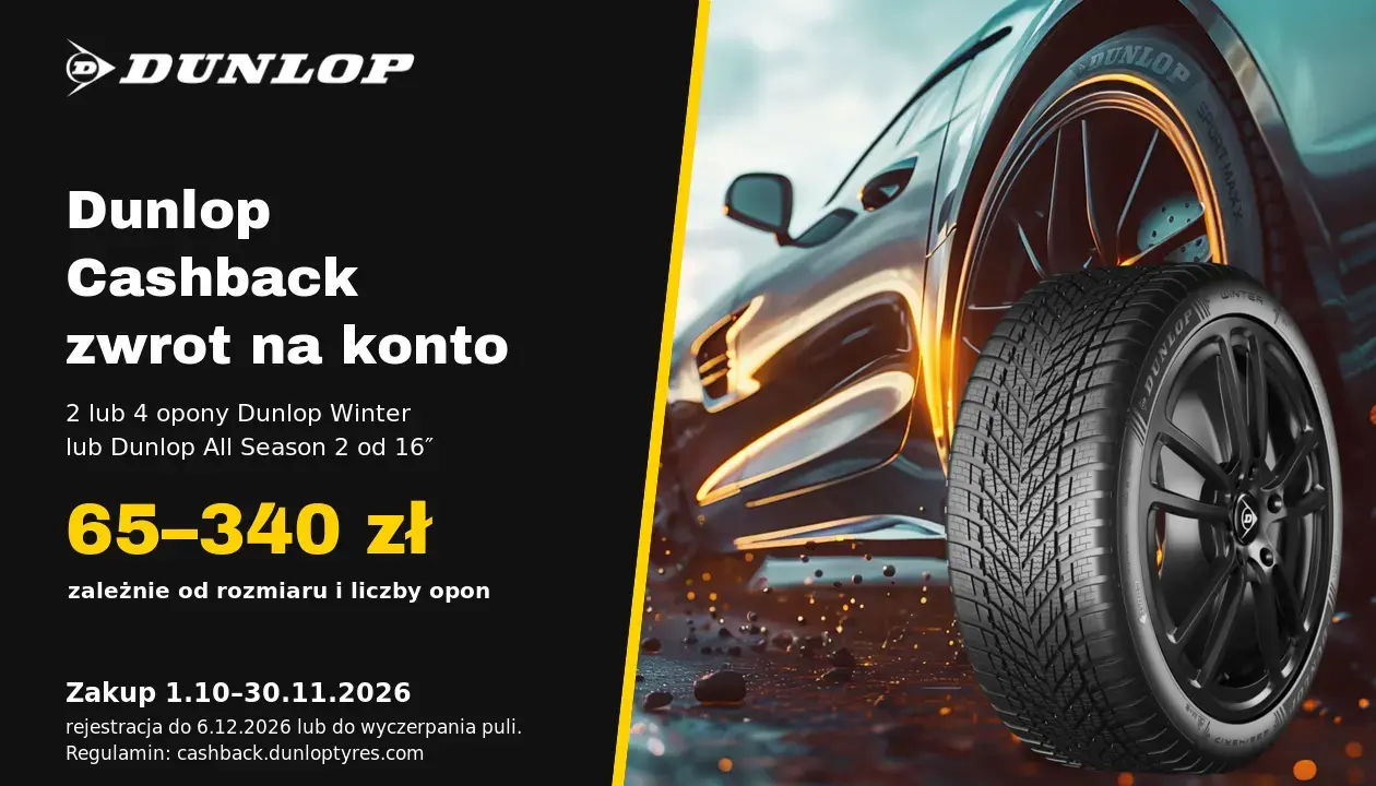 Dunlop Cashback – do 340 zł zwrotu
