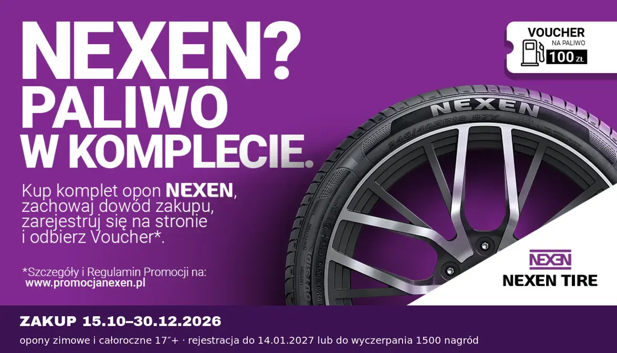 Nexen – 100 zł na paliwo za komplet opon